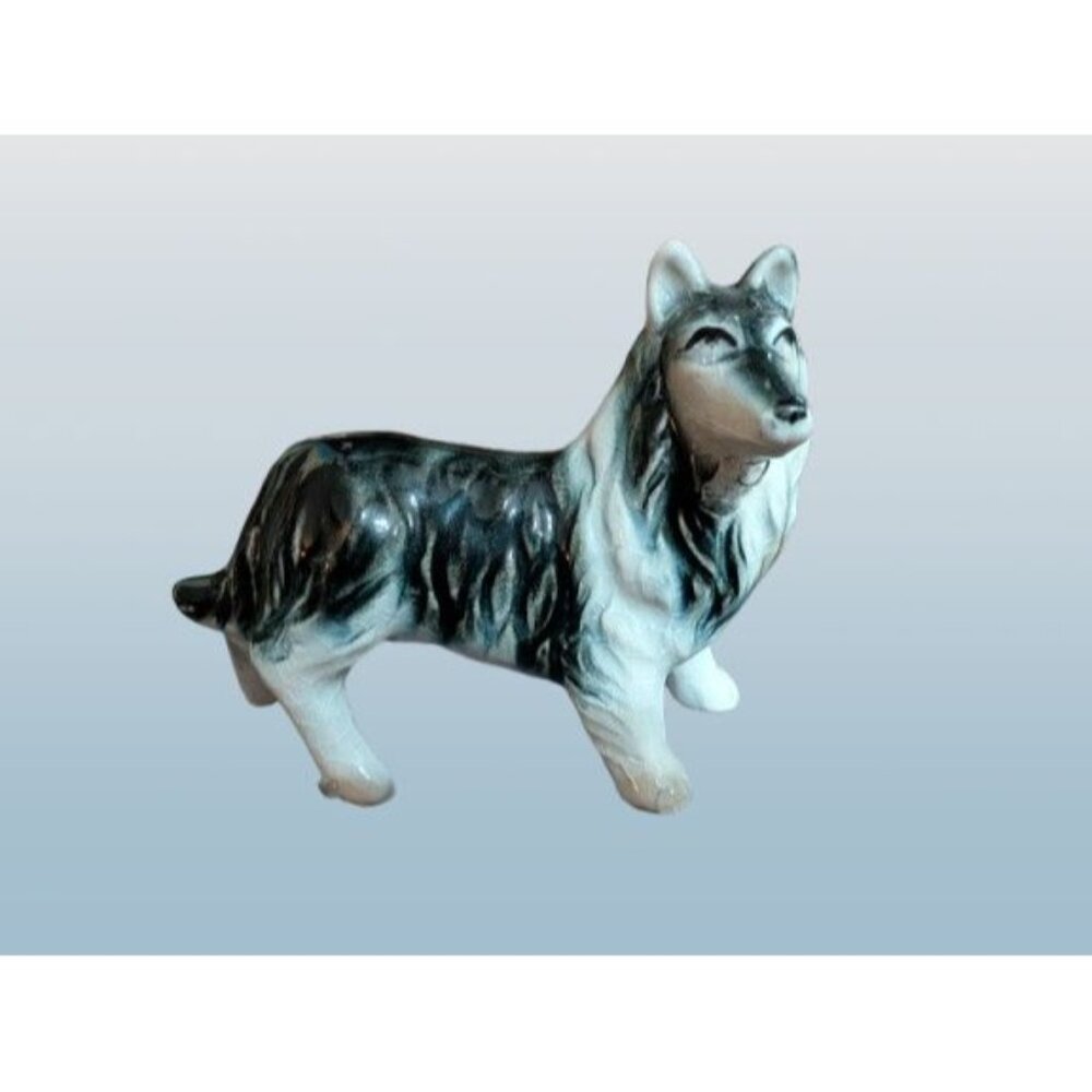 Vintage Collie Dog Figurine Ceramic Made in Japan MCM 4x3 in Lassie Sheltie